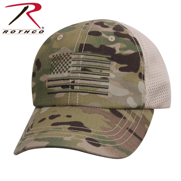 Rothco Multicam Mesh Back Tactical Cap With Embroidered US Flag